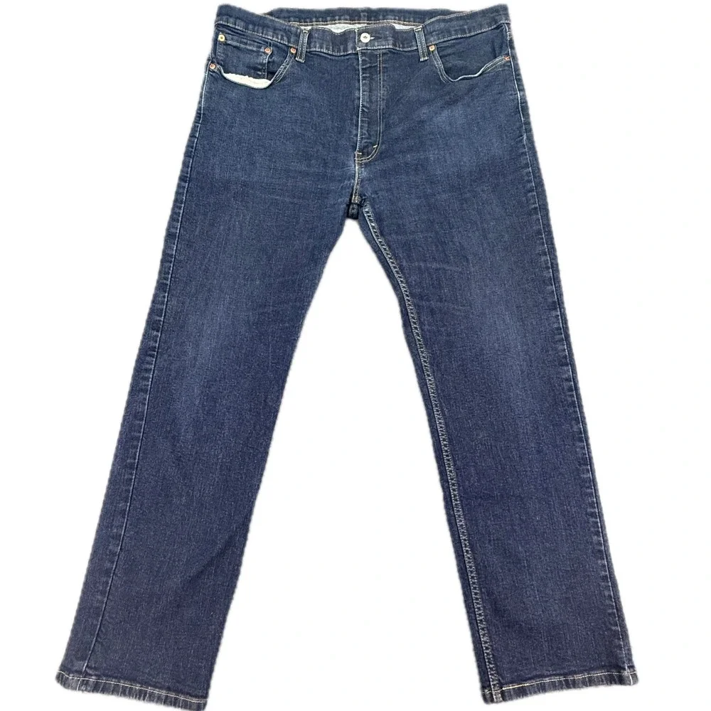 Levi's 559 Relaxed Straight Jeans Mens 42x32 Blue Dark Wash Stretch Denim